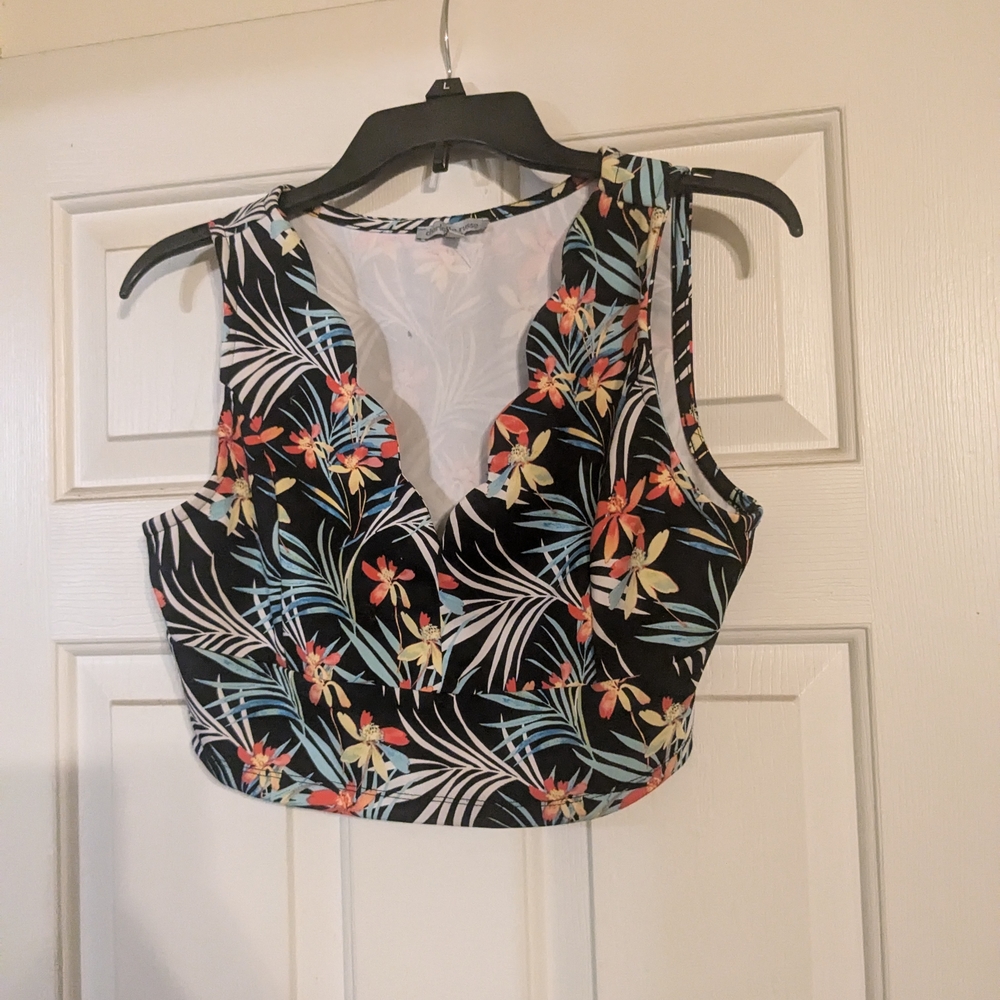 Charlotte Russe Black and Orange Crop Top